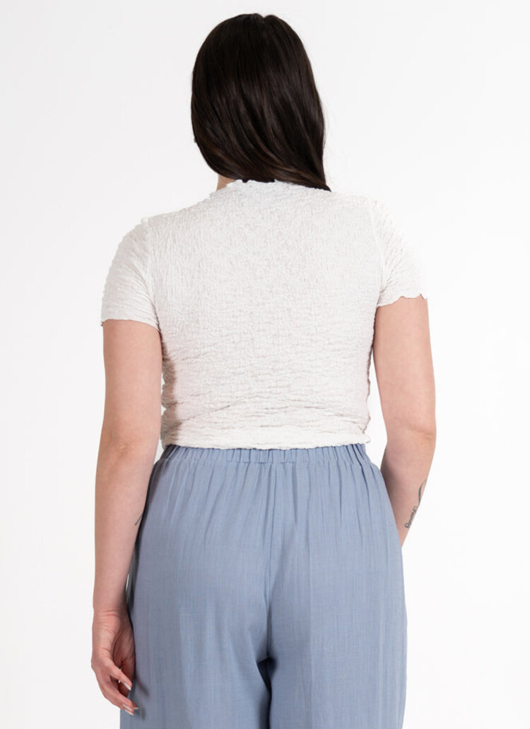 C'est Moi Textured High Neck TShirt | White