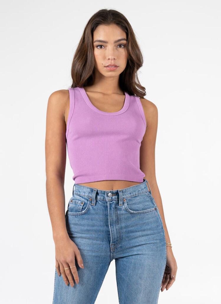 C'est Moi C'est Moi Bamboo Rib Deep Scoop Neck Tank OS | Orchid