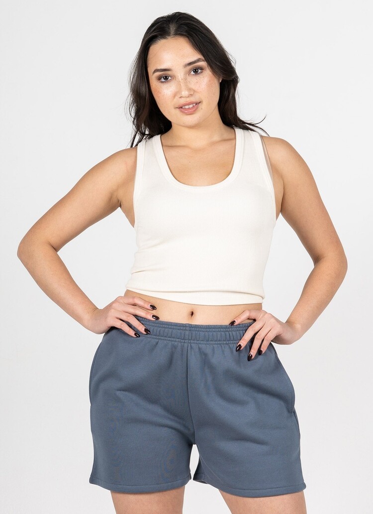 C'est Moi Bamboo Rib Deep Scoop Neck Tank OS | Ivory