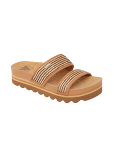 Reef Womens Cushion Vista Hi Slides | Chocolate Raffia