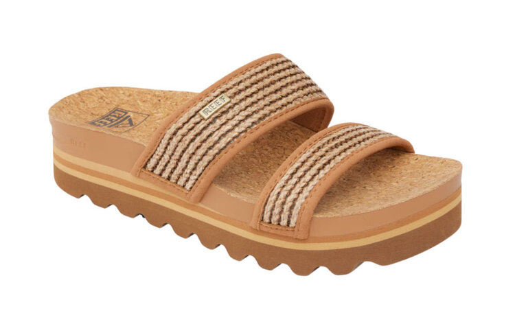 Reef Womens Cushion Vista Hi Slides | Chocolate Raffia