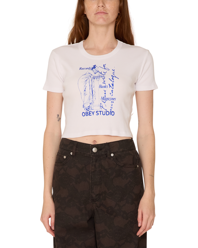 Obey Catalogue Cropped Emma TShirt | White