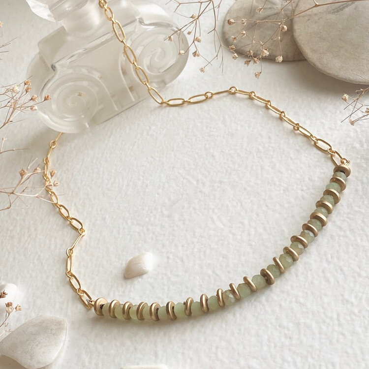 Pika & Bear Meera Faceted Bead Necklace | Sage
