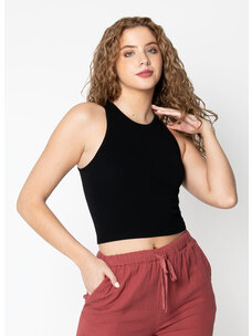 C'est Moi Bamboo Ribbed Tank | Black