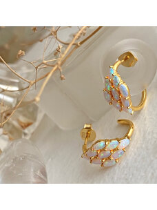 Pika & Bear Pika & Bear Wyvern Dragon Scale Opal Hoop Earrings | Gold