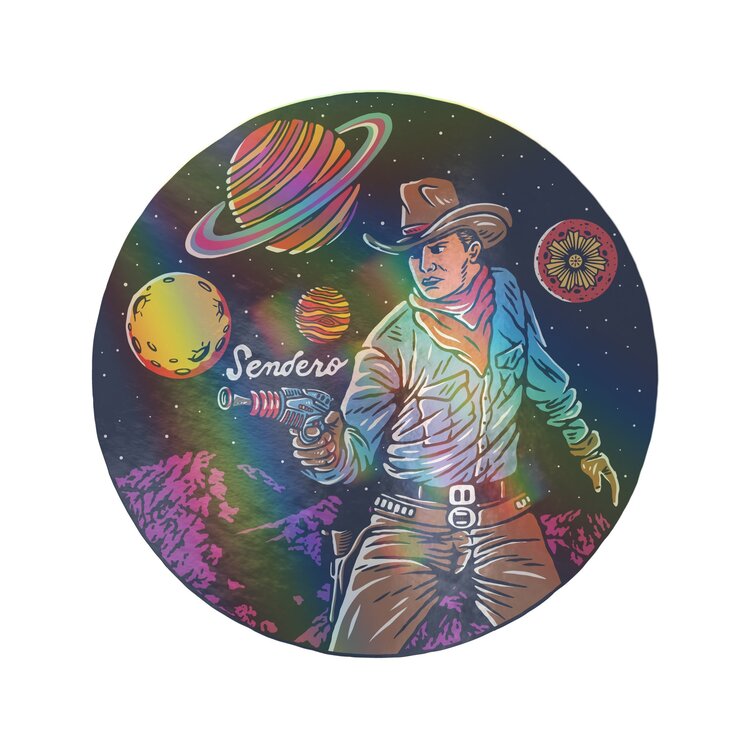 Sendero Provisions Co. Cosmic Cowboy Sticker - Holographic Edition | White