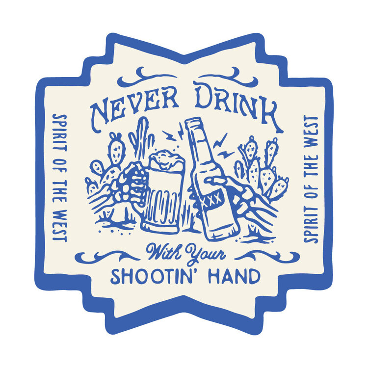 Sendero Provisions Co. Shootin' Hand Sticker - Salud Edition | Blue