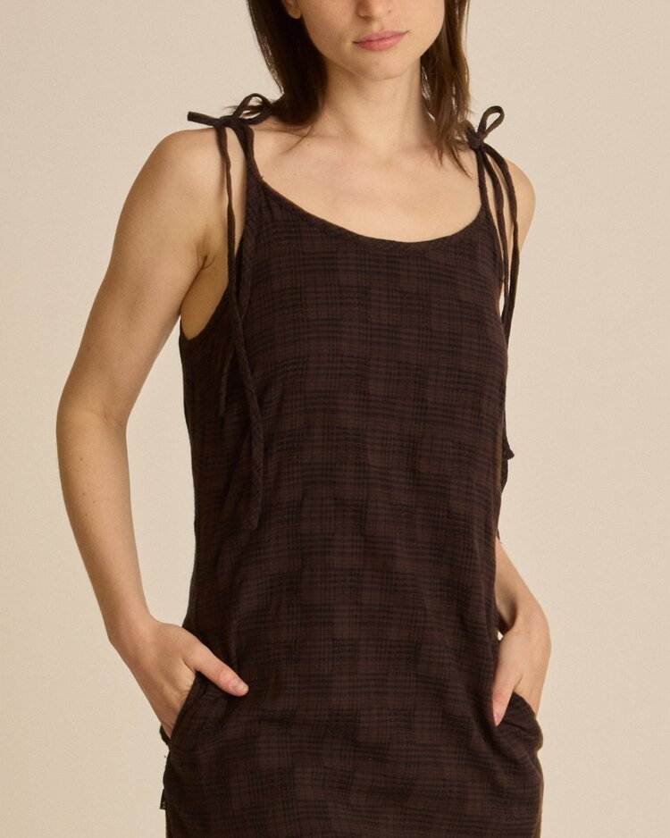 Obey Vivian Plaid Dress | Java Brown