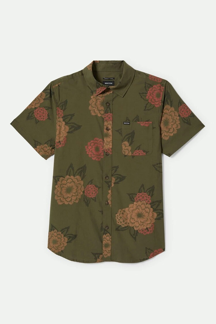 Brixton Brixton Charter Print Short Sleeve Woven | Ivy GreenPainterly Floral