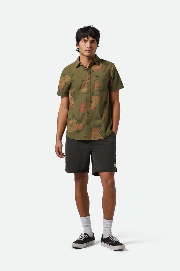 Brixton Brixton Charter Print Short Sleeve Woven | Ivy GreenPainterly Floral