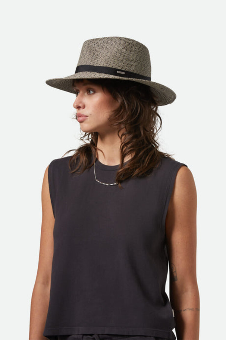 Brixton Carolina Straw Packable Hat | Black/Natural