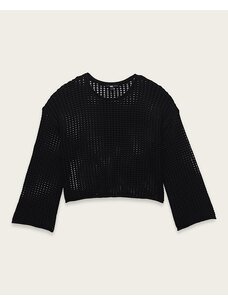 Vans Mila Open Knit Crop Crew Sweater | Black