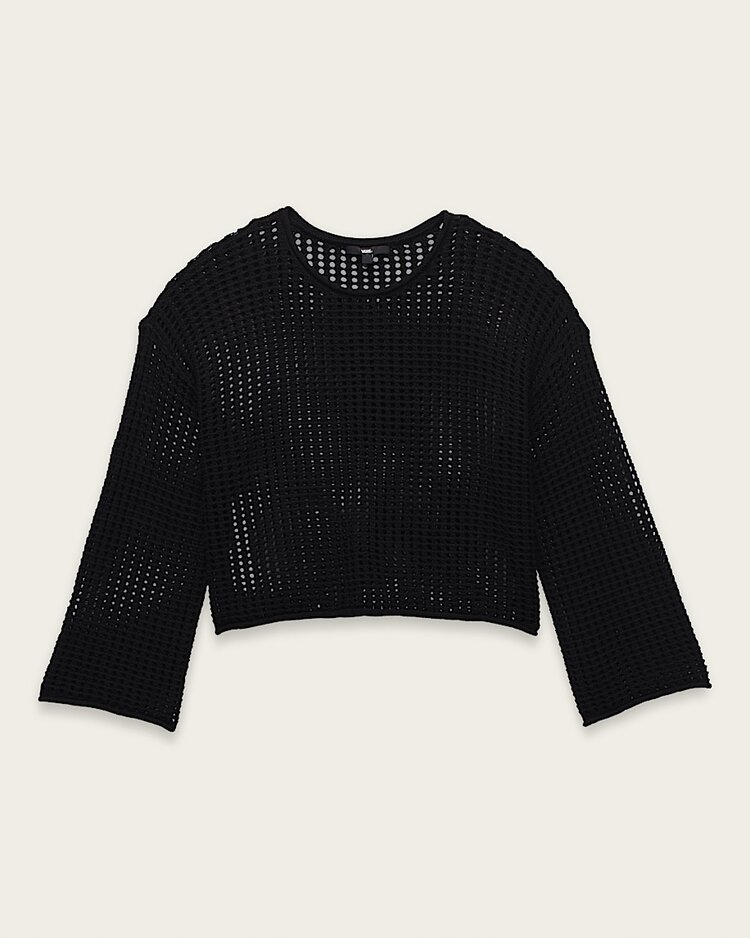 Vans Mila Open Knit Crop Crew Sweater | Black