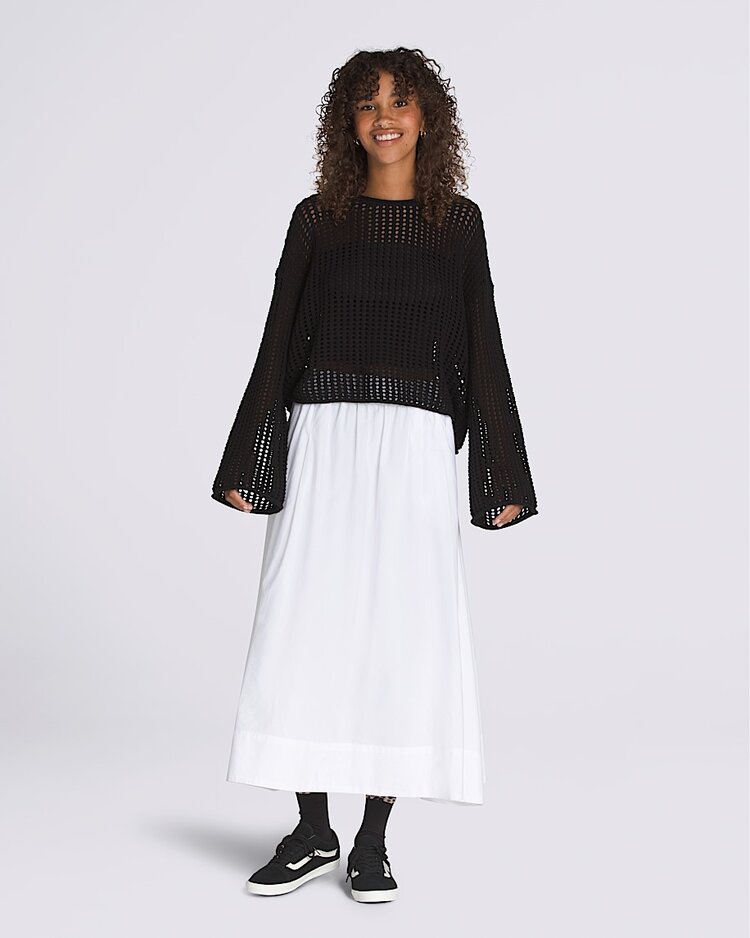 Vans Mila Open Knit Crop Crew Sweater | Black