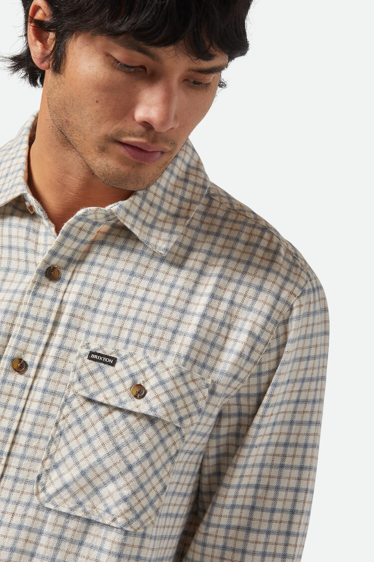 Brixton Brixton Bowery Lightweight Ultra Soft Long Sleeve Flannel | WhitecapBasalt