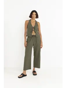 Rhythm Rhythm Womens Louise Check Drawstring Pant | Olive