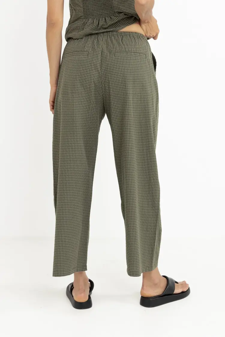 Rhythm Rhythm Womens Louise Check Drawstring Pant | Olive