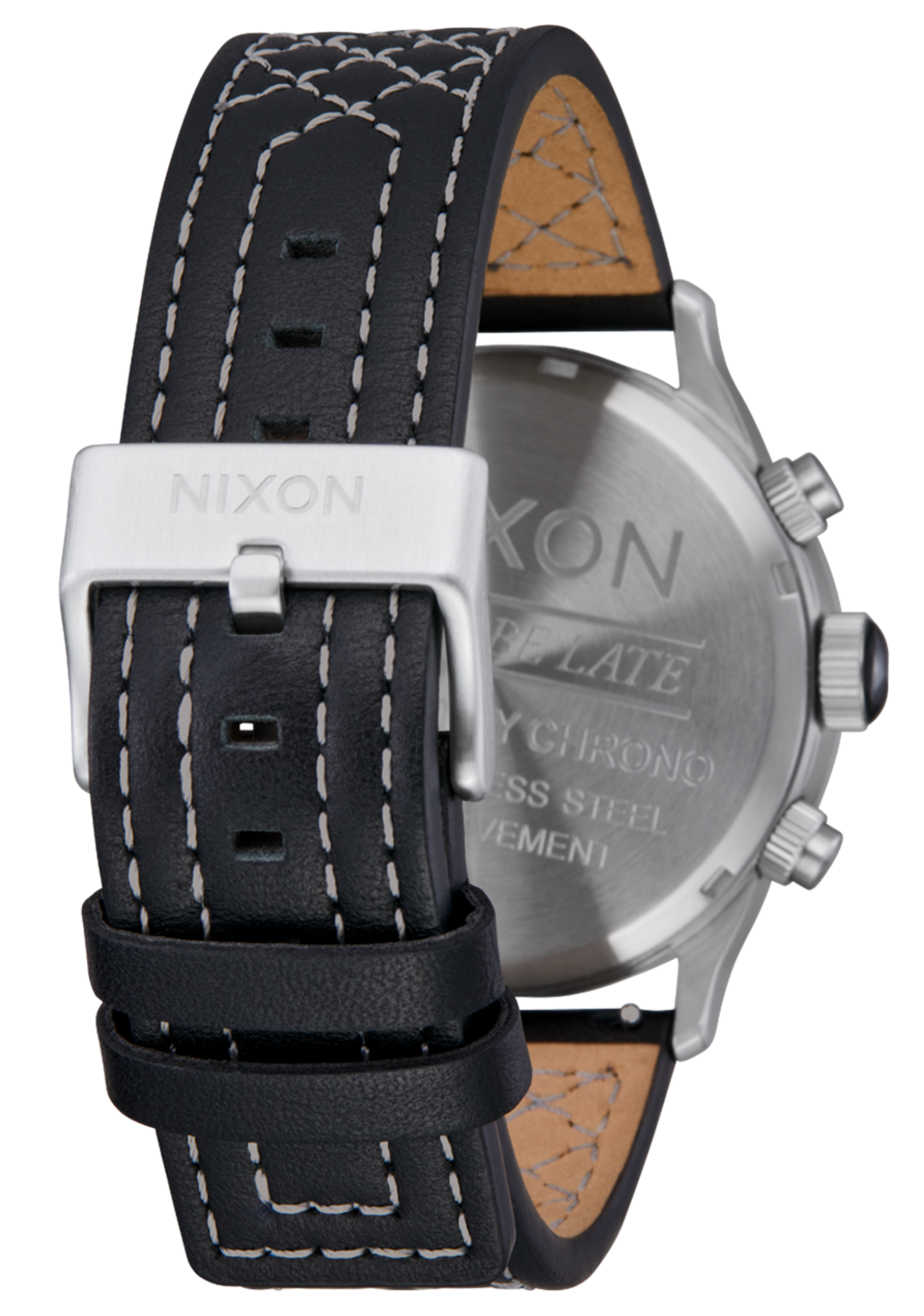 NIXON Sentry Chrono Leather Watch | Chrome/Cloud Sunray/Blk - The