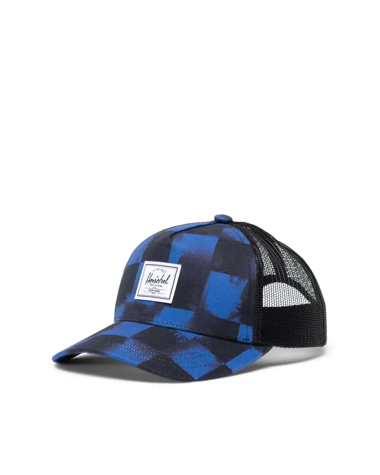 Herschel Herschel Whaler Cotton Mesh Kids Cap | Stencil Checker Sodalite Blue