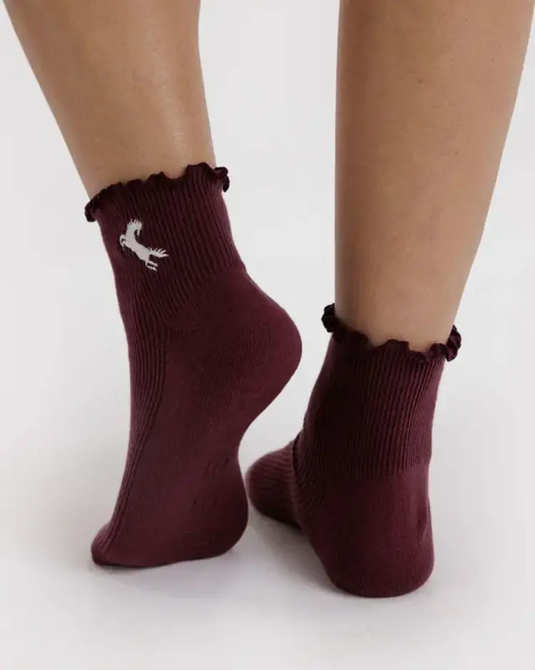 Baggu Baggu Lettuce Edge Sock Set of 2 | Mahogany & Navy Icons