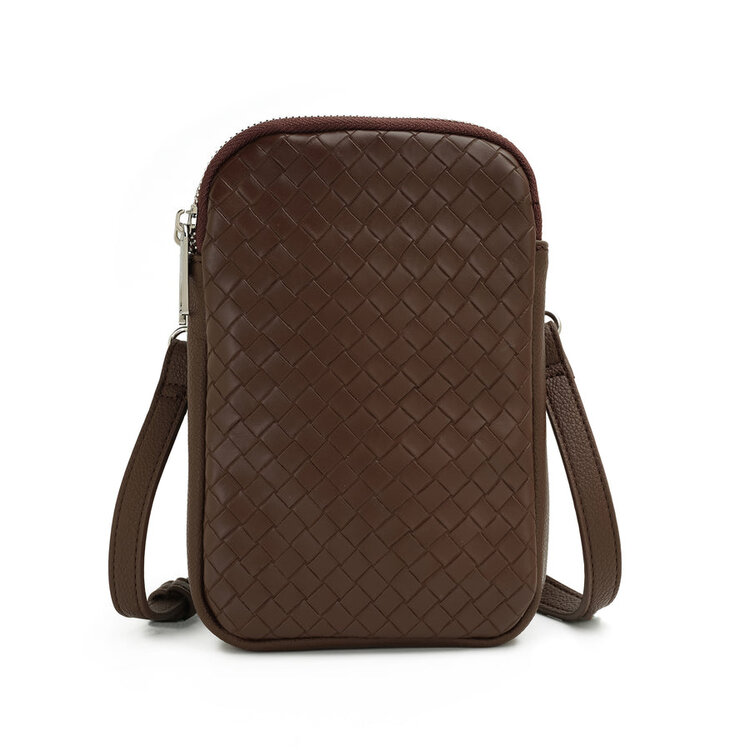 Co-Lab Eliana Compact Double Zipper Crossbody | Chocolate