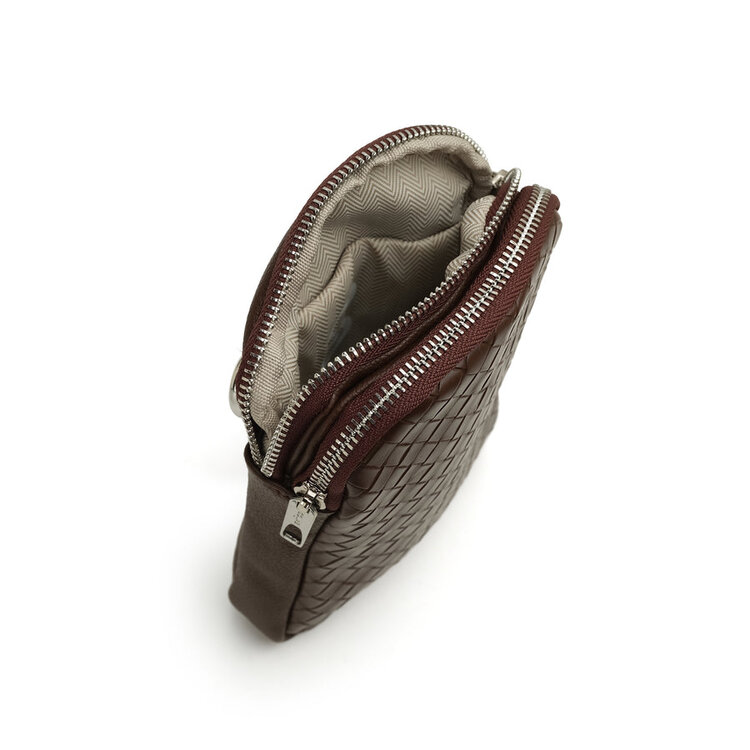 Co-Lab Co-Lab Eliana Compact Double Zipper Crossbody | Chocolate