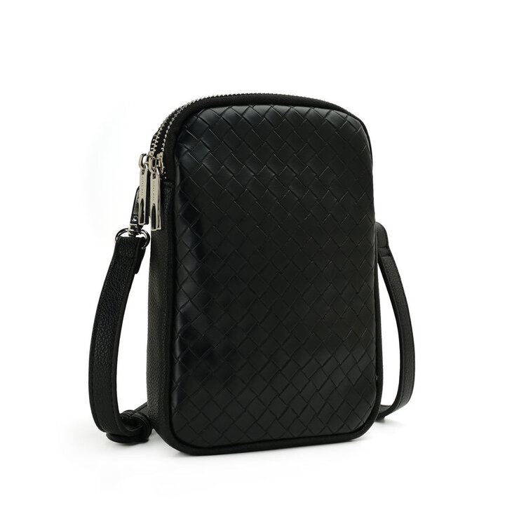 Co-Lab Eliana Compact Double Zipper Crossbody | Black