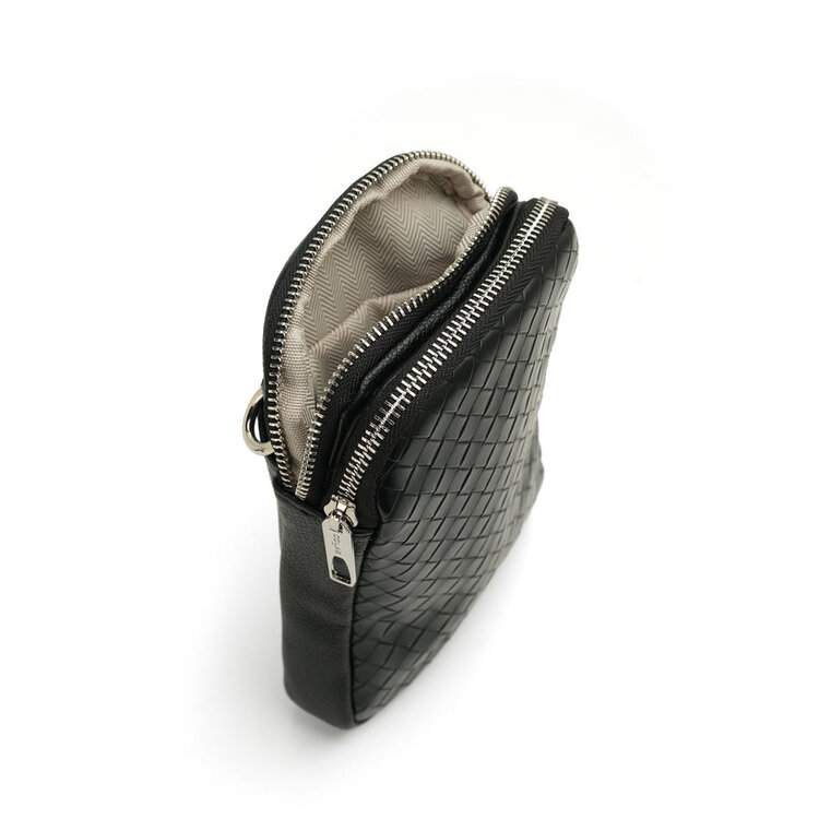 Co-Lab Eliana Compact Double Zipper Crossbody | Black