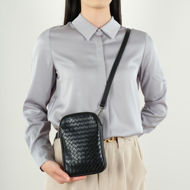 Co-Lab Eliana Compact Double Zipper Crossbody | Black