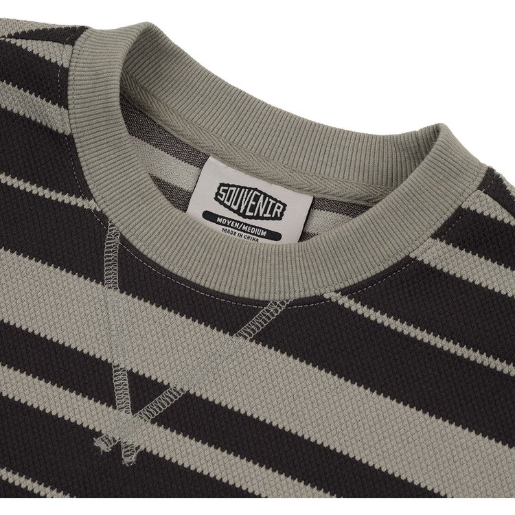 SOUVENIR Souvenir Striped Ultra Pique | Charcoal