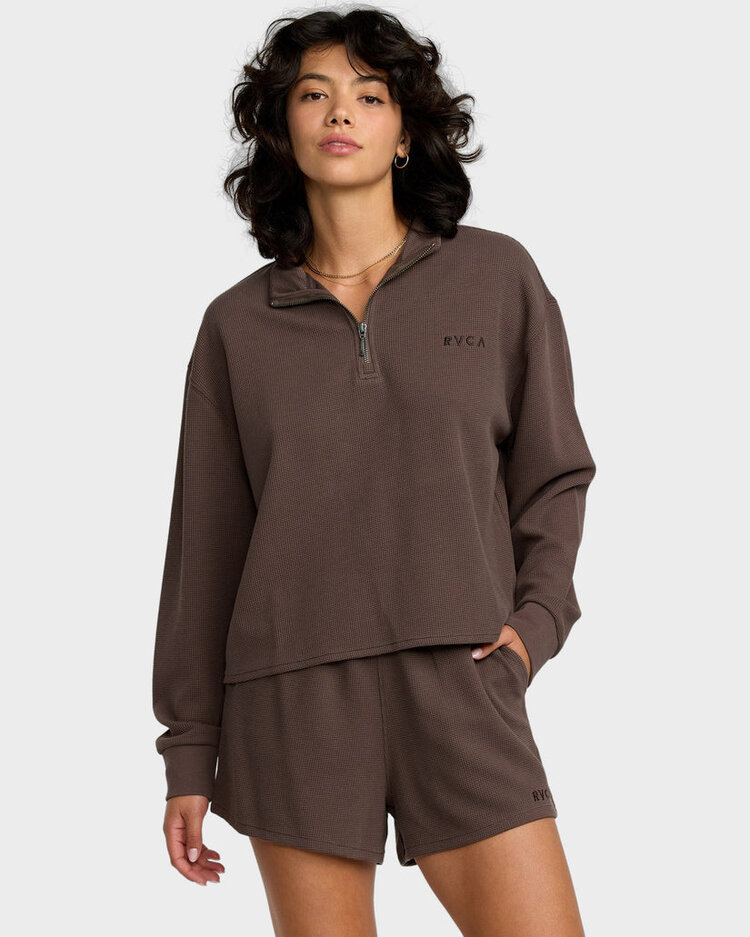 RVCA Glory Waffle Pullover | Bear Brown