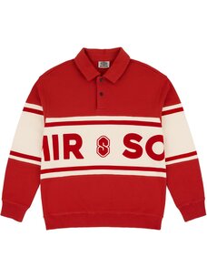 SOUVENIR Fleece Rugby Shirt | Barn Red Marshmallow