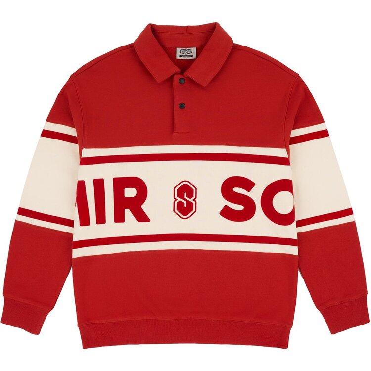 SOUVENIR Fleece Rugby Shirt | Barn Red Marshmallow