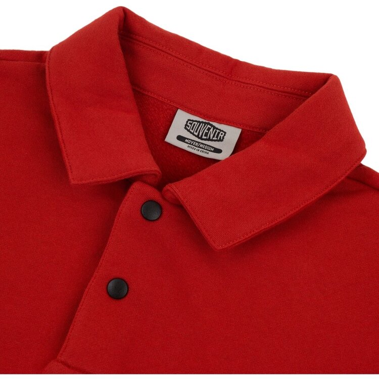 SOUVENIR Fleece Rugby Shirt | Barn Red Marshmallow