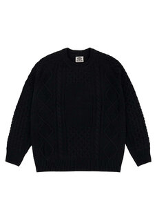 SOUVENIR Souvenir Engineered Cable Knit Sweater | Black