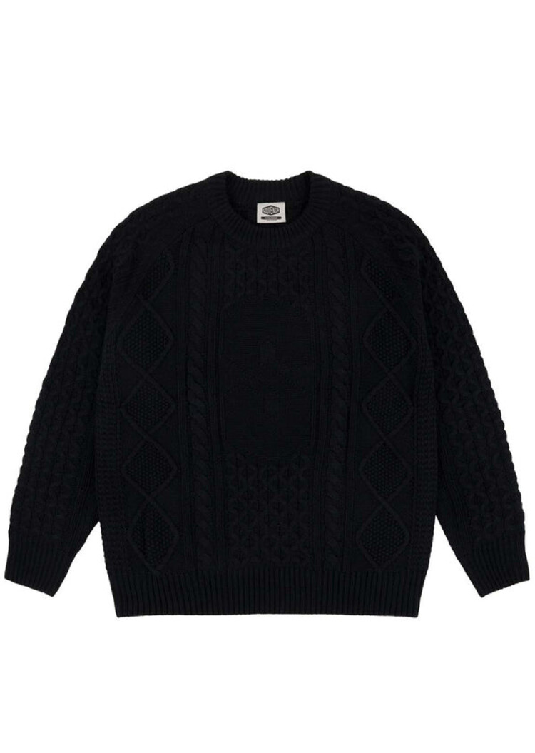 SOUVENIR Souvenir Engineered Cable Knit Sweater | Black