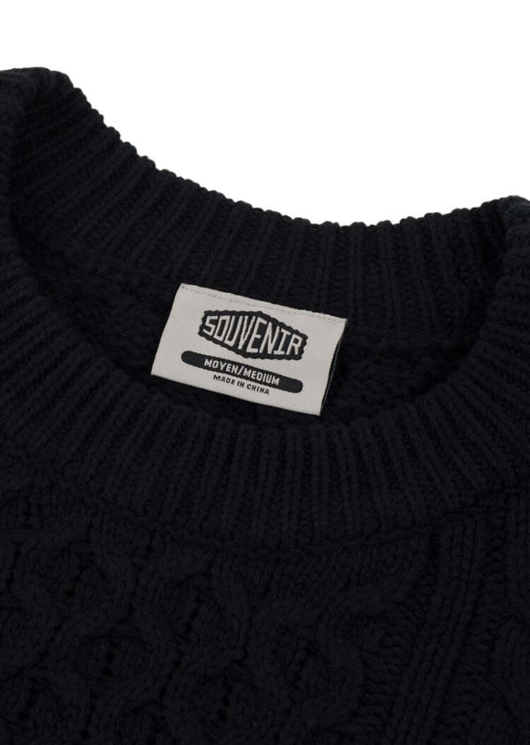 SOUVENIR Souvenir Engineered Cable Knit Sweater | Black