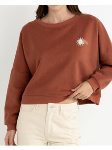 Rhythm Rhythm Follow The Sun Slouchy Crew Neck Fleece | Rust