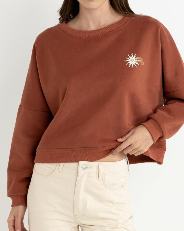 Rhythm Rhythm Follow The Sun Slouchy Crew Neck Fleece | Rust