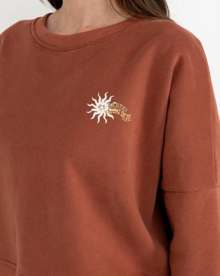 Rhythm Rhythm Follow The Sun Slouchy Crew Neck Fleece | Rust