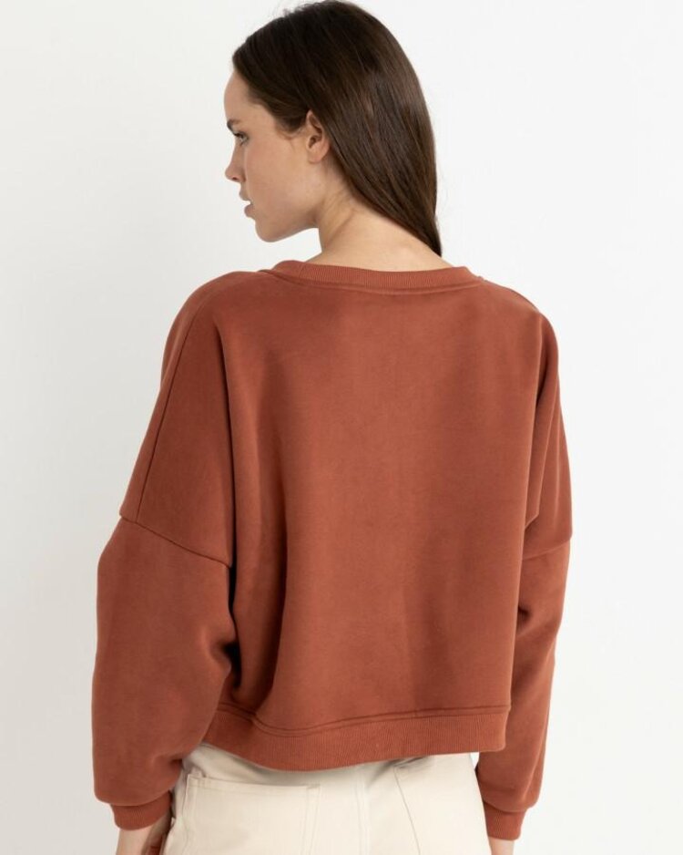 Rhythm Rhythm Follow The Sun Slouchy Crew Neck Fleece | Rust
