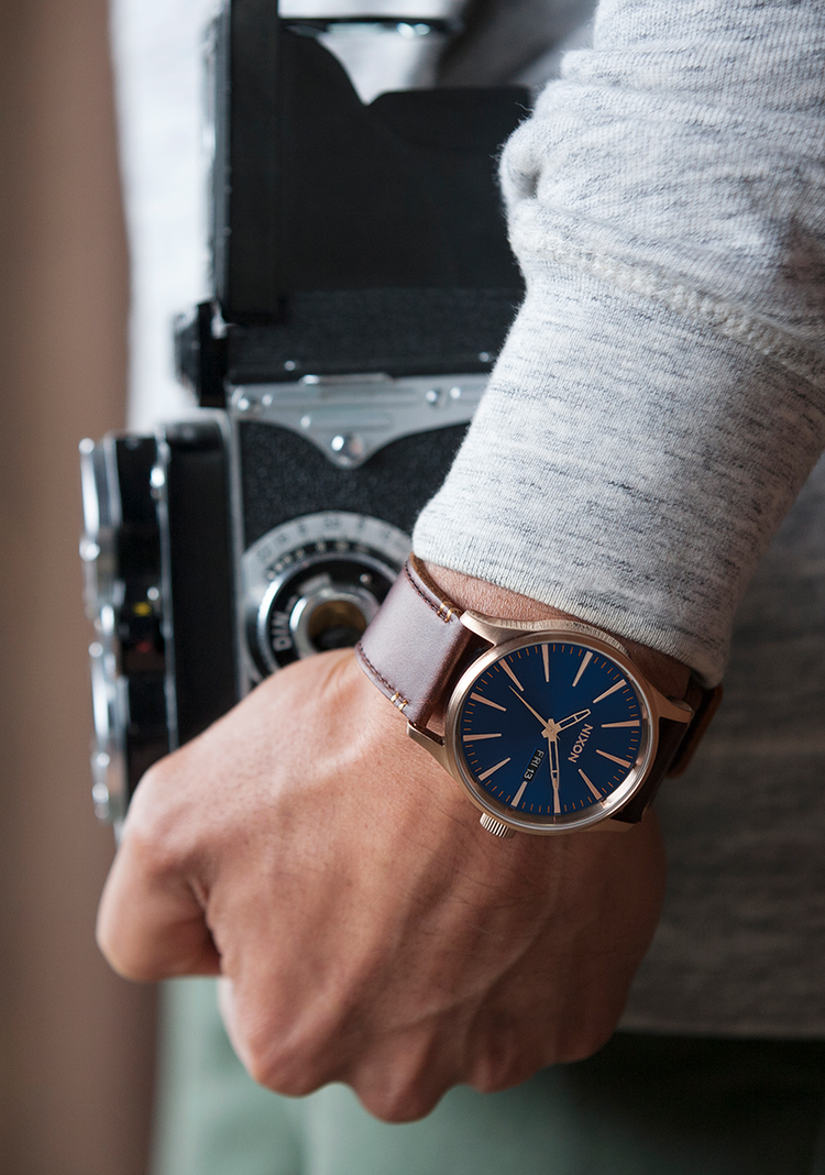 Nixon Nixon Sentry Leather | Blue/Brown