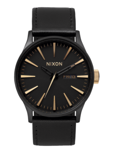 Nixon Nixon Sentry Leather | Matte Black/Gold
