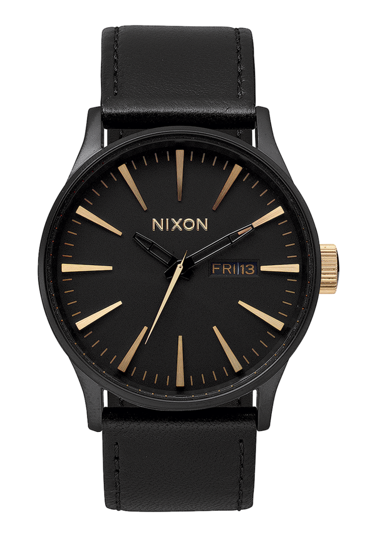 Nixon Nixon Sentry Leather | Matte Black/Gold