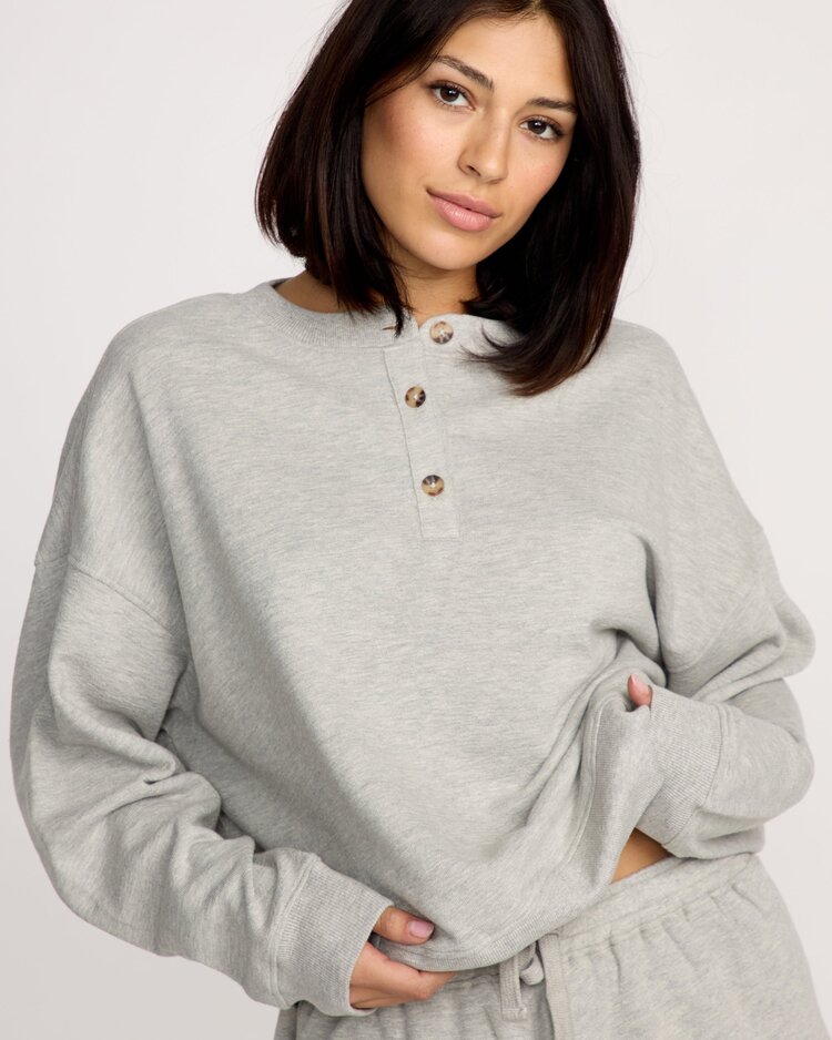 Volcom Lived In Fleece Henley | Heather Grey