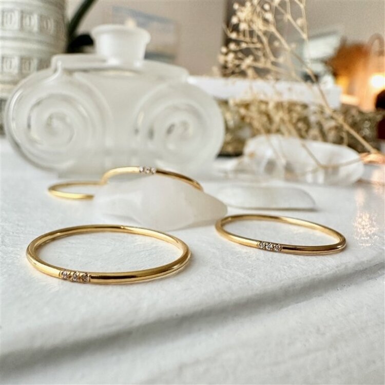 Pika & Bear Trice Tiny Triple Rhinestone Ring | 14K Gold Fill