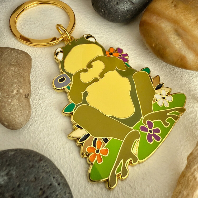 Pika & Bear Cecile Frog Enamel Keychain