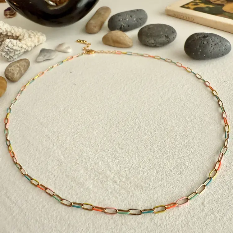 Pika & Bear Pika & Bear Bayside Paperclip Chain Necklace | Enamel & Gold