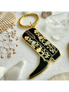 Pika & Bear Pika & Bear Dolly Cowboy Boot Enamel Keychain | Black/Gold