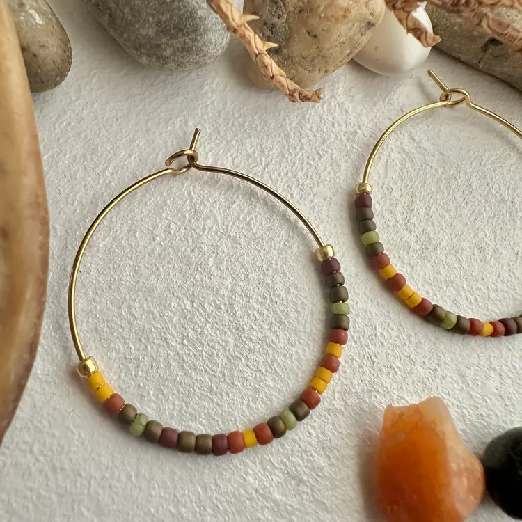 Pika & Bear Pika & Bear Memphré Bead Hoop Earrings | Cedars & Pines